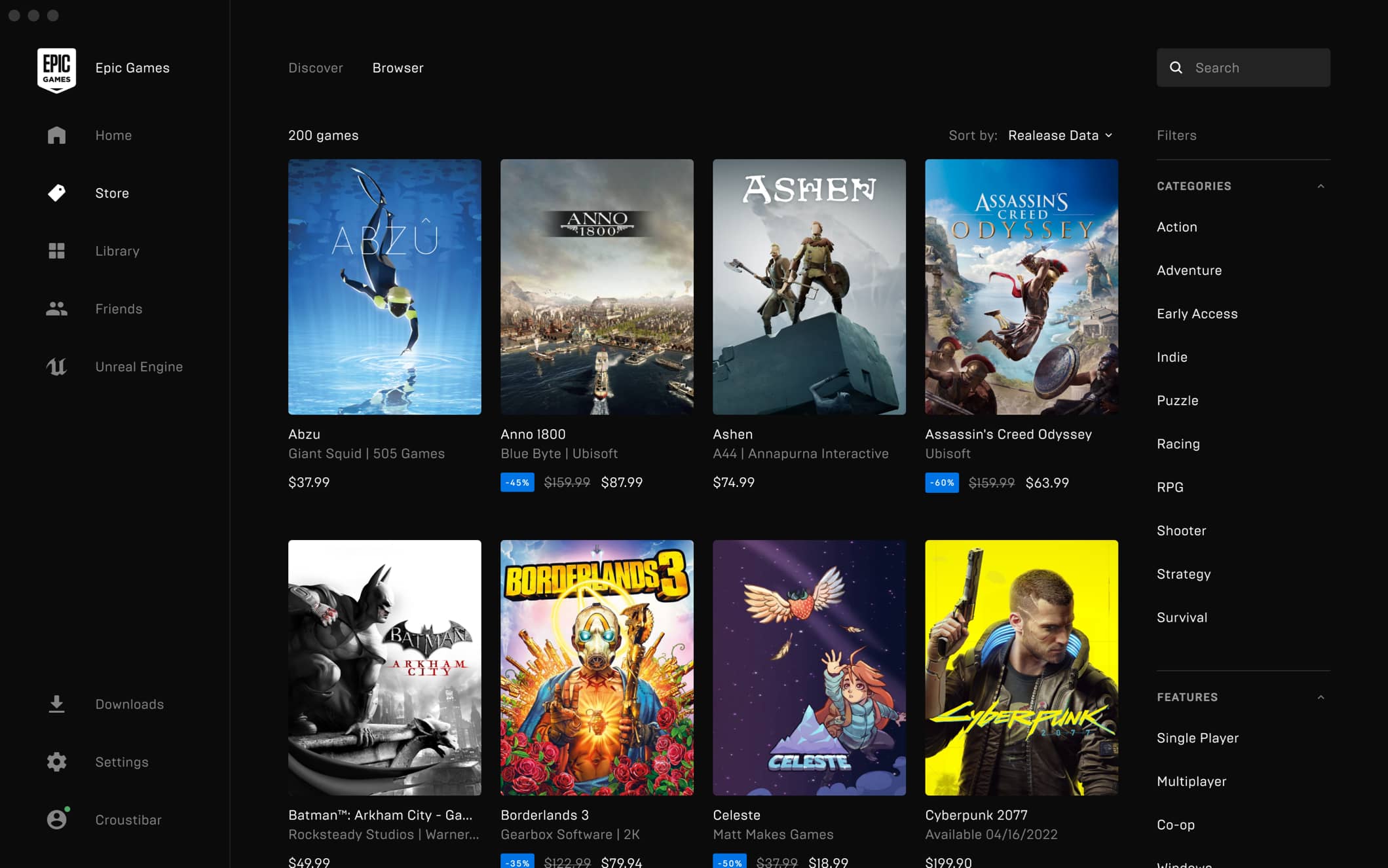 Epic Games Store browse page screenshot