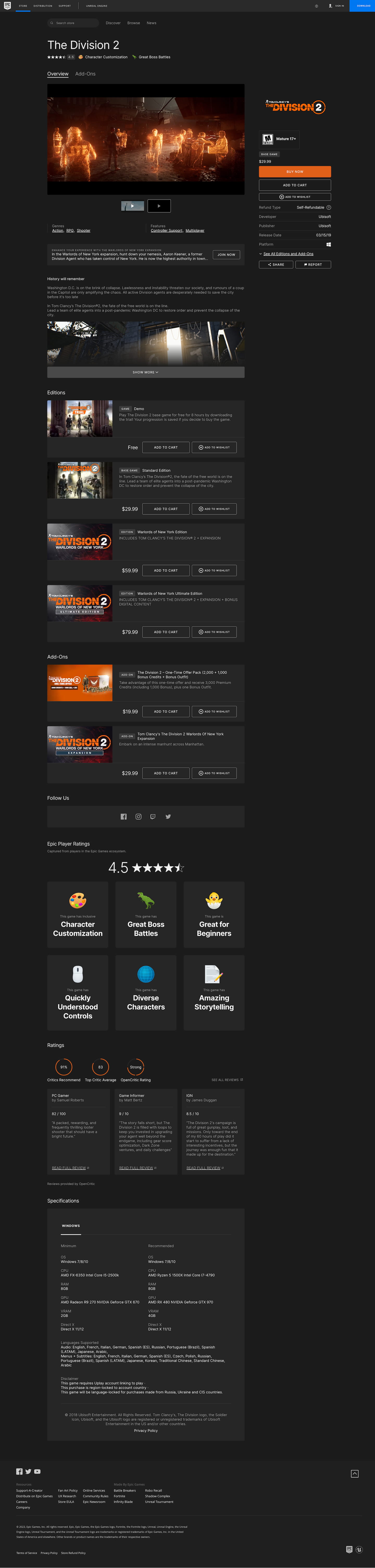 Epic Games Store product detail page screenshot