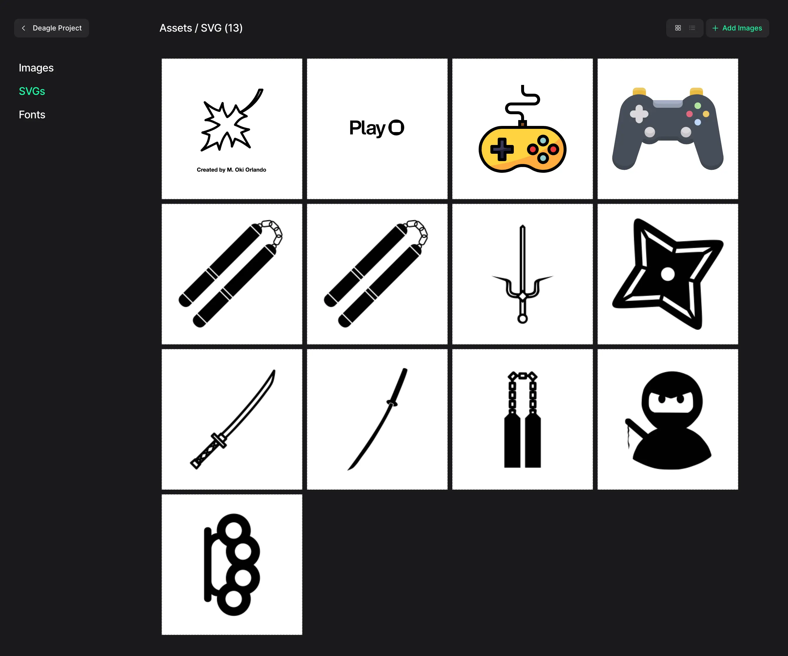 Create with Play web asset management screenshot